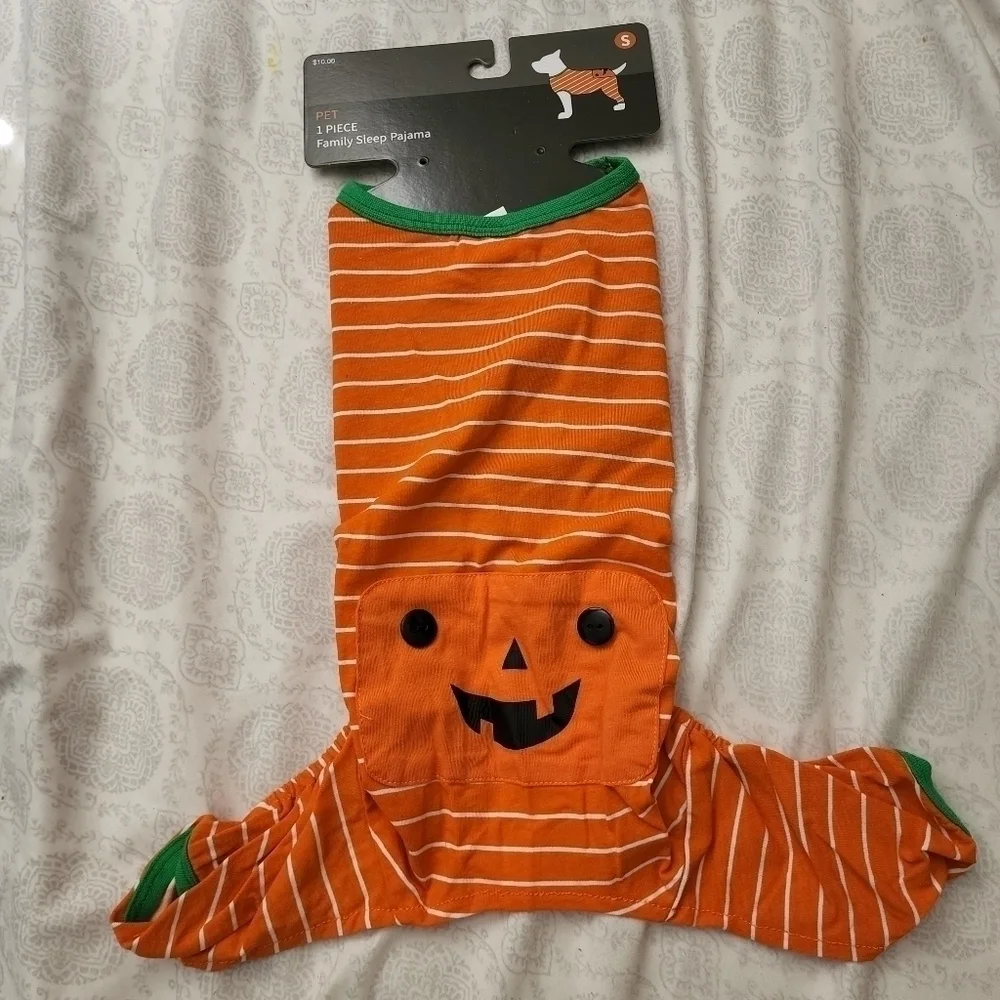 NWT Target Pet 1 Piece Family Sleep Pajama Orange Stripe Halloween Small & XS